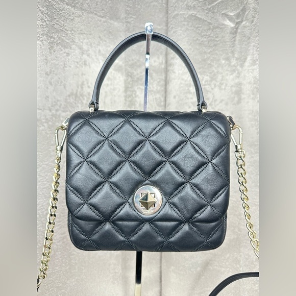 Kate Spade Natalia Black Quilted Leather Square Crossbody Handbag